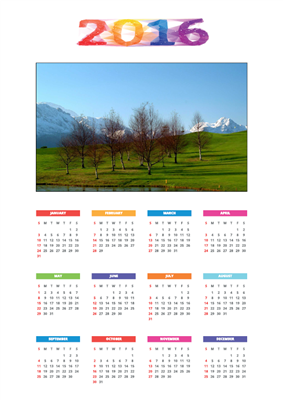 Calendario de pared anual con foto